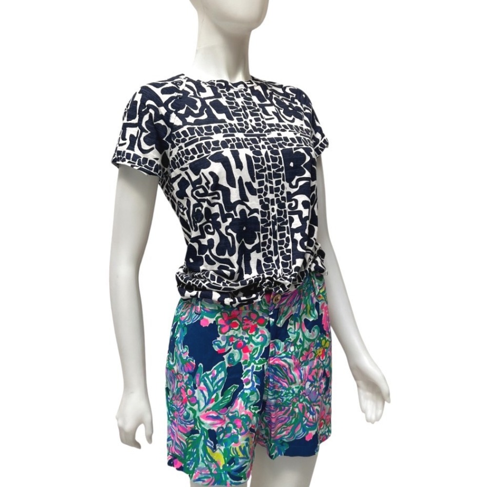 Mew NIC+ZOE NZT Abstract Mosaic Women Tee Black White Preppy XS NWT Art to Wear - Picture 9 of 15